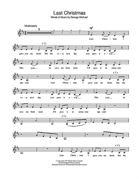 Wham Last Christmas Sheet Music And Printable Pdf Music Notes