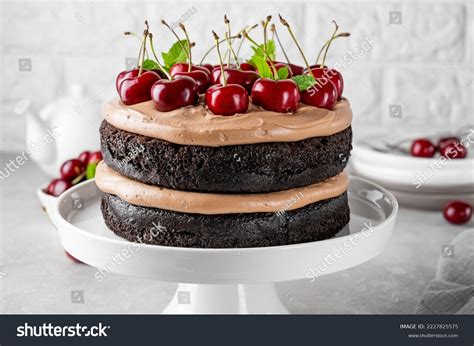 Naked Black Forest Cake Schwarzwald Pie Stock Photo