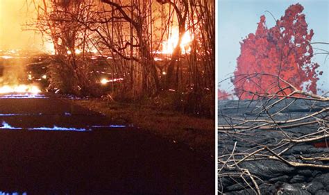 Hawaii volcano eruption: Horrifying blue flames ignite roads as methane ...