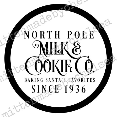 North Pole Milk Cookie Co Svg Pdf Dxf Digital Cut File Etsy Canada