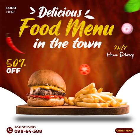 Fast Food Social Media Post Template Behance