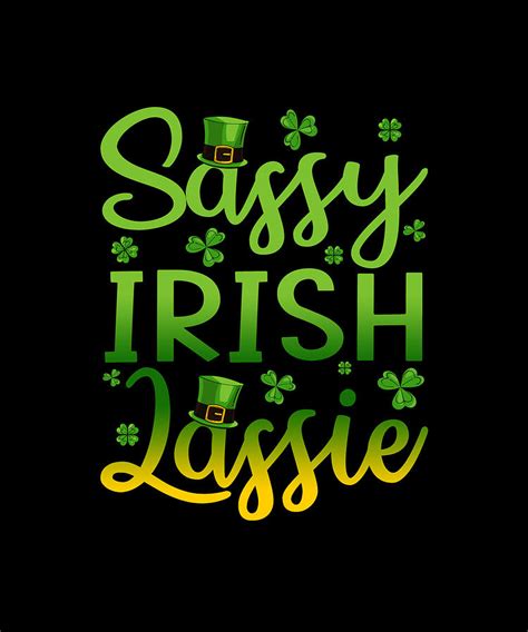 Sassy Irish Lassie St Patricks Day Shamrock Ver2 Drawing By