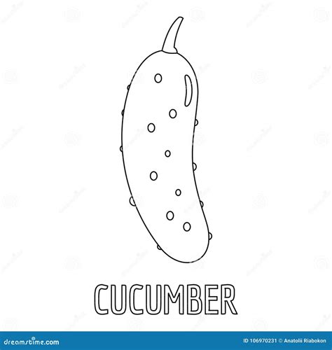 Cucumber Icon Outline Style Stock Vector Illustration Of Sign