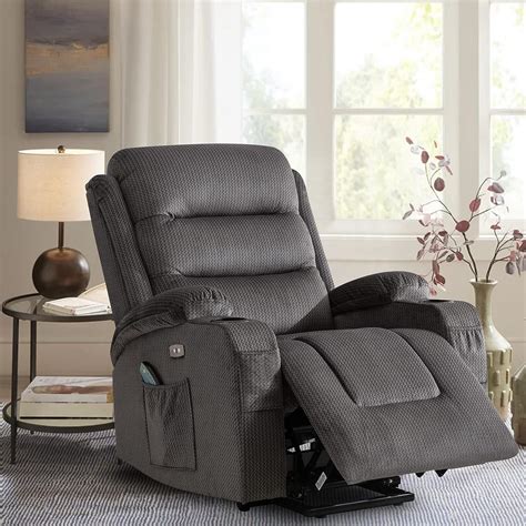 B Baijiawei Power Lift Recliner Chairs Velvet Electric Recliner With Vibration Massage And Heat