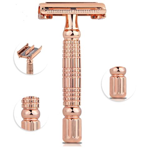 Kanzy Butterfly Rose Gold Safety Razor For Women Men Double Edge