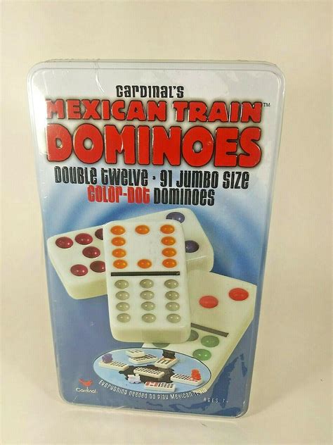 Cardinal Mexican Train Dominos Double Twelve Jumbo Sized Color Dot