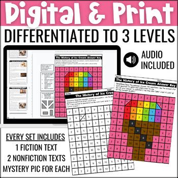 Reading Comprehension Passages Sweets Digital Print Close