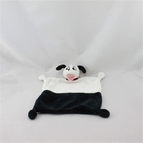 Doudou Plat Chien Dalmatiens Blanc Noir Disney