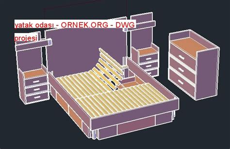 yatak odası dwg projesi Autocad Projeler