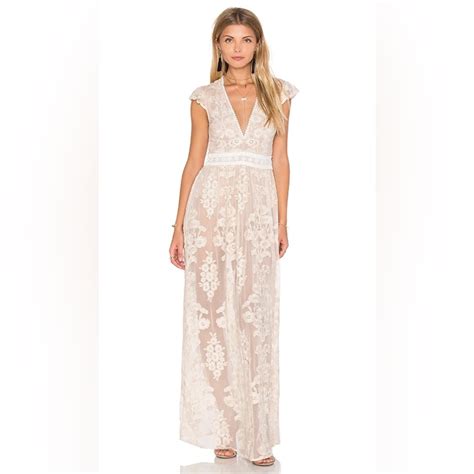 For Love And Lemons Maxi Nude Sheer Dress Size Xs Vg Gem