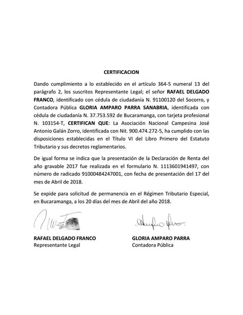 Certificación De Representante Y Contador By Mauricioreyesrg Issuu