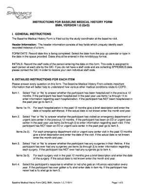 Fillable Online Cscc Unc Instructions For Baseline Medical History Form