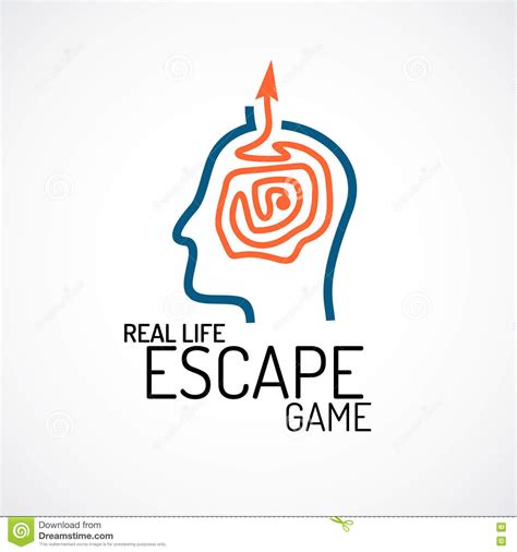 Real Life Escape Quest Game Logo Template Stock Vector Illustration