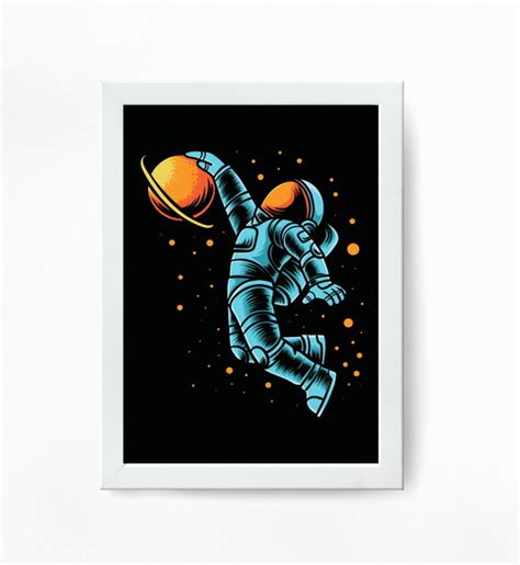 Quadro Astronauta Jogando Basquete Tam Cmx Cm Elo