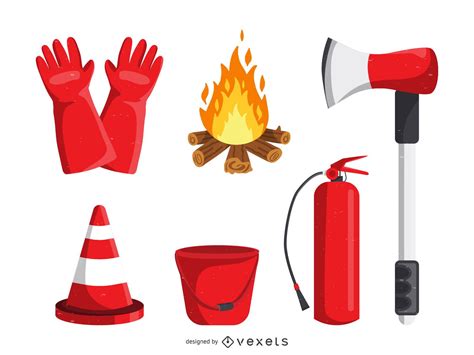 Colección de iconos de lucha contra incendios Descargar vector