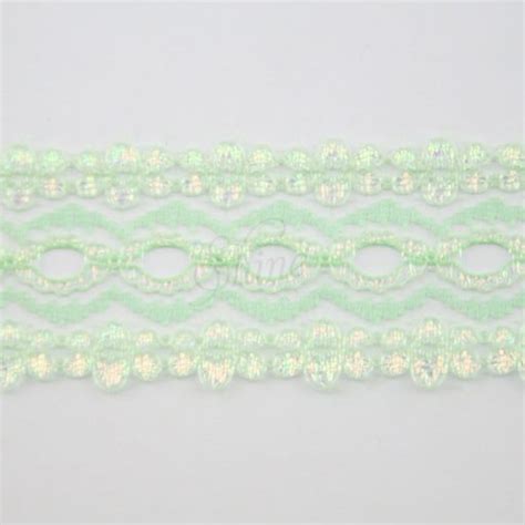 Daisy Nylon Eyelet Lace Trimming 8817 Mint AB Shine Trimmings Fabrics