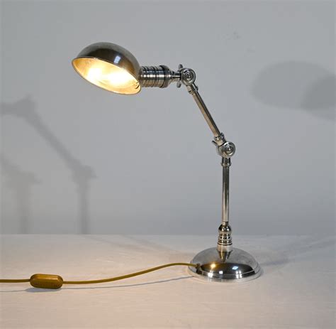 Lampe à Bras Articulé en Métal Chromé 1920 Antiquites