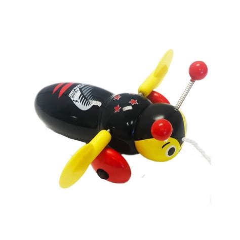 Emirates Team Nz Buzzy Bee Wooden Pull Along Toy Kiwi Iconz