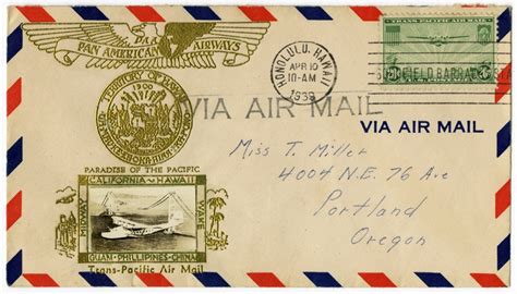 Images Airmail Flight Cover Pan American Airways Transpacific Air