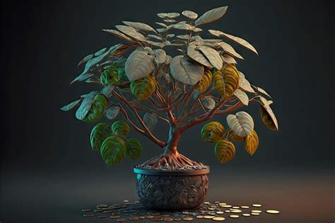 Premium Photo Small Growing Money Tree With Coins And Leaves