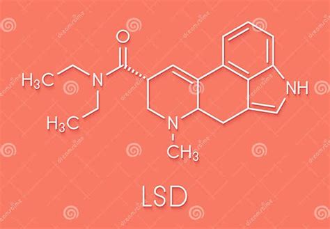 Lsd Lysergic Acid Diethylamide Psychedelic Drug Molecule Skeletal