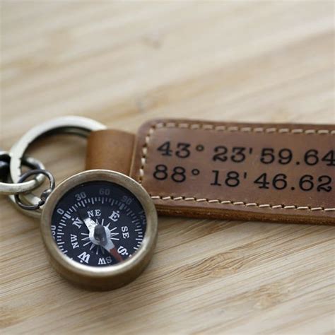 Engraved Compass Keychain Etsy