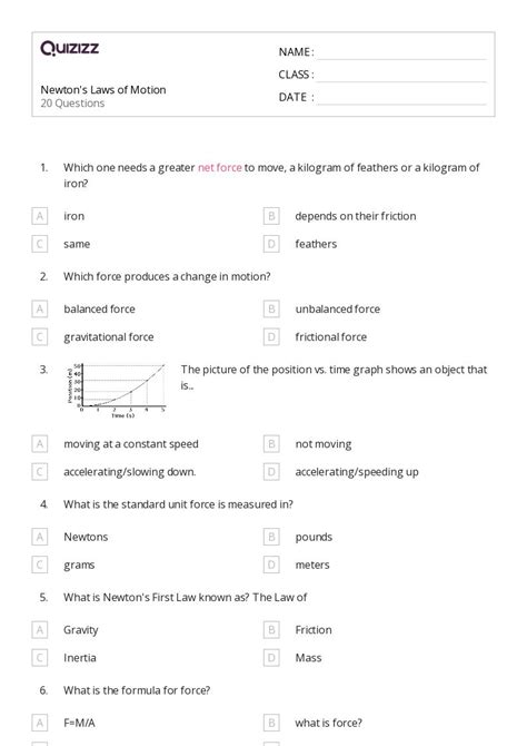 50 Forces And Newtons Laws Of Motion Worksheets On Quizizz Free And Printable