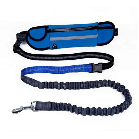 Hands Free Reflective Hiking Dog Running Leash With Waist Bag