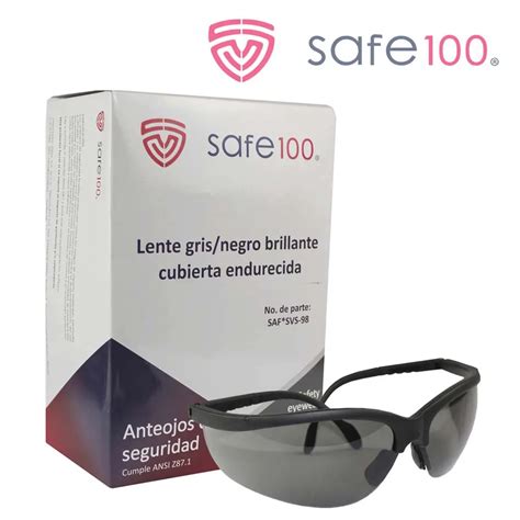 Lentes De Seguridad Gris Negro Brillante Cubierta Endurecida Safe