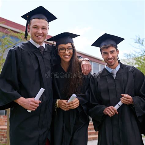 Class Of Success Smiling University Students On Graduation Day Stock