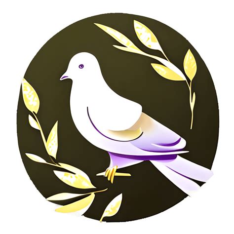 Peace Dove With Olive Branch And Gold Leaves · Creative Fabrica