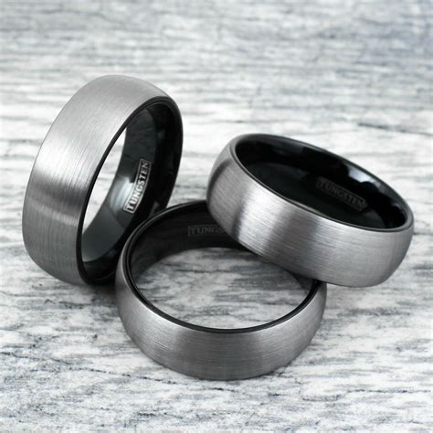 Two Tone Bold Black And Silver Tungsten Ring Wholesale 925express