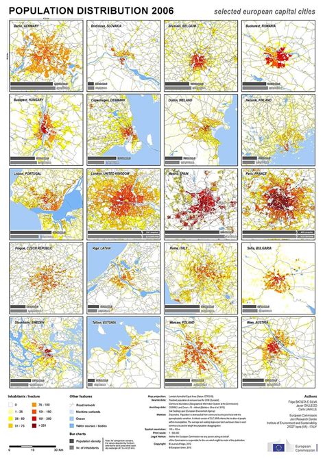 Density of select #European cities, #map by European Commission #Europe ...