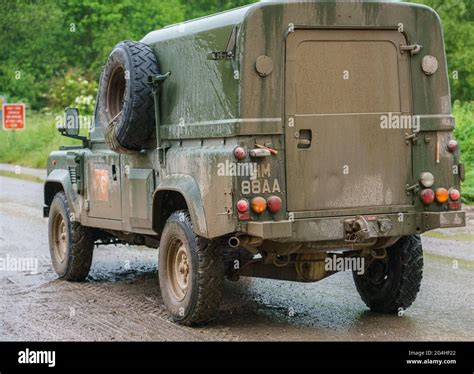 British Army Land Rover Defender Light Infantry Vehicle On Maneuvers