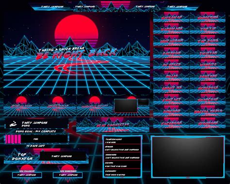 Synthwave 80 S Retro Animated Twitch Overlay Package Webcam Screens Panels Alerts