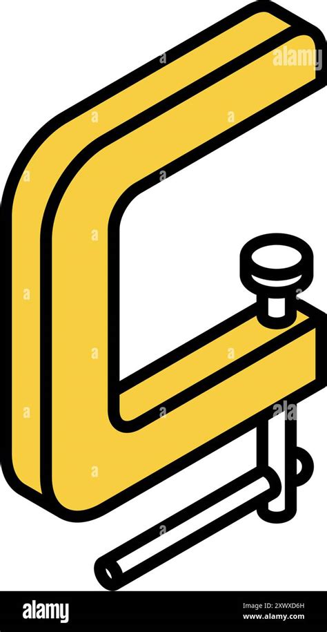 Isometric Simple Line Drawing Tool Icon Clamps Vector Illustration