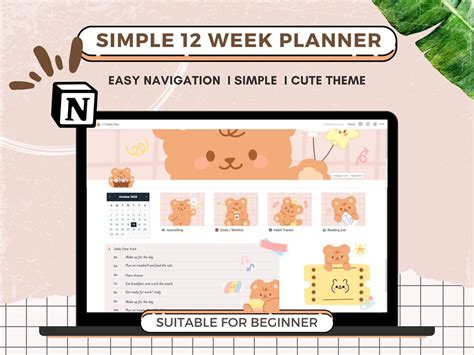 12 Week Year Notion Template I Simple 90 Day Planner I Notion Goal