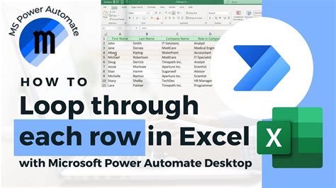 How To Loop Through Each Row In An Excel File Power Automate Desktop