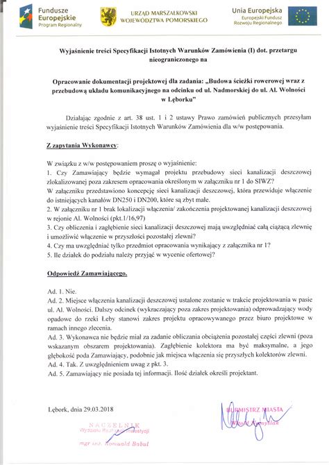 Opracowanie Dokumentacji Projektowej Dla Zadania Budowa Cie Ki