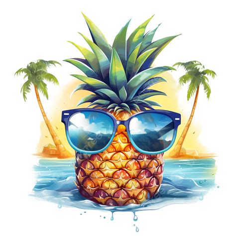 A Cartoon Pineapple Clipart With Sunglasses Pineapple Clipart