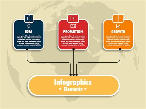 Modelo de apresentação de infográfico de três etapas PSD Premium