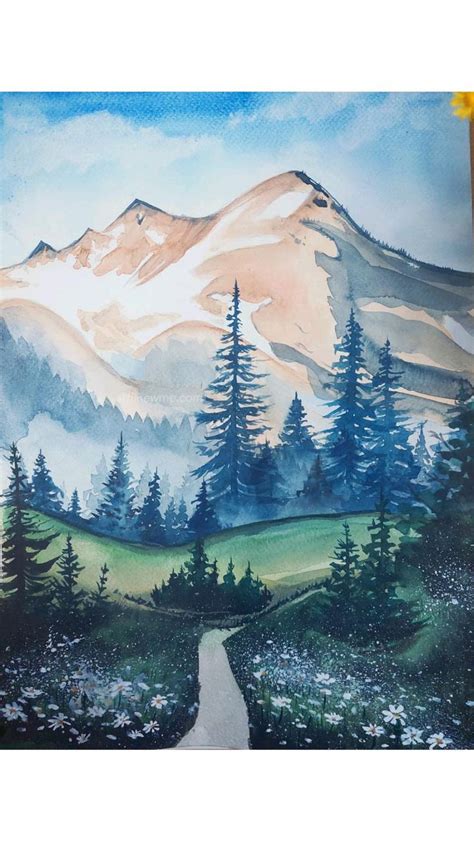 Watercolor Mountain Landscape Painting Tutorial