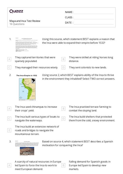 50 Maya Civilization Worksheets For 5th Year On Quizizz Free Printable