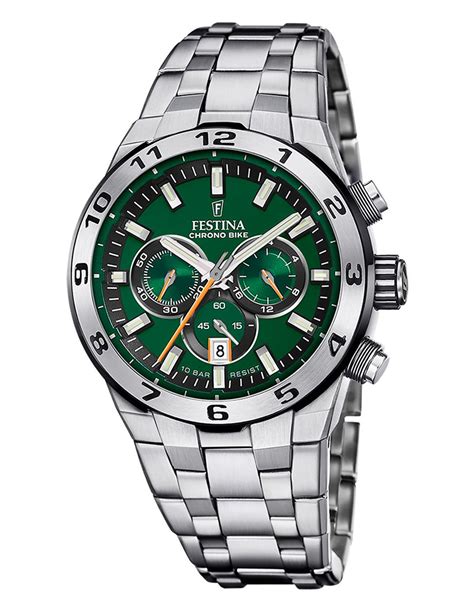 Reloj Festina F Chrono Bike Verde Con Correa De Acero