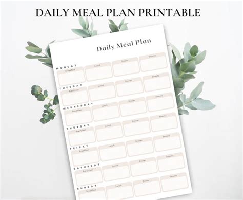 Daily Meal Printable Plan Etsy