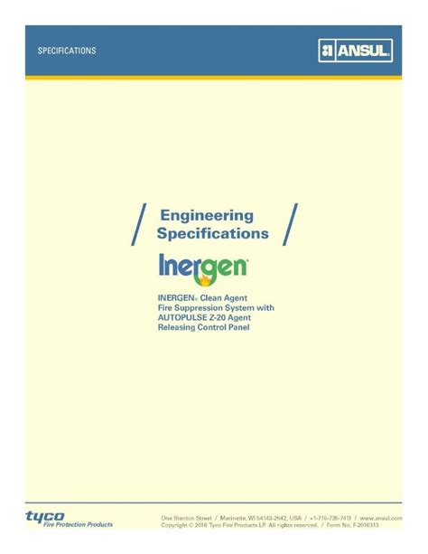 Docx Ansul Engineering Specifications Inergen Clean Agent Web