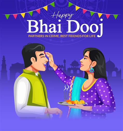 Happy Bhai Dooj Indian Festival Bhaiya Tika Celebration Creative