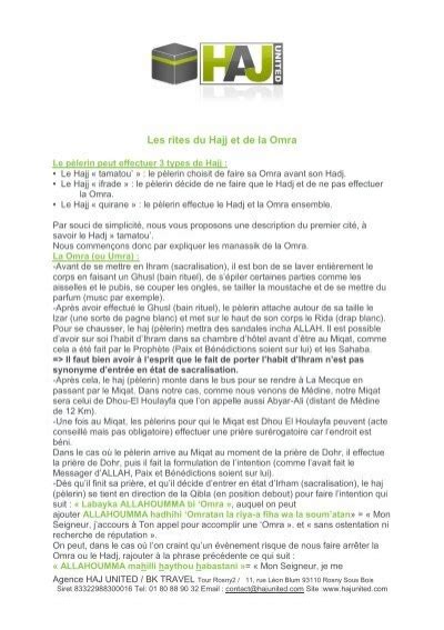 Les Rites Du Hajj Et De La Omra