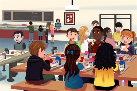 School Cafeteria Cartoon Stock Illustrations – 494 School Cafeteria ...