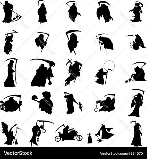 Grim Reaper Silhouette Set Royalty Free Vector Image